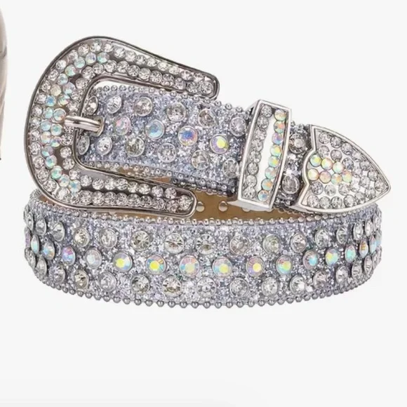 Crystal Embellished Silver Belt - Picture 1 of 4